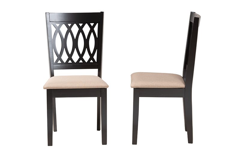 Kiara Modern Beige Fabric and Espresso Brown Finished Wood Dining Chair