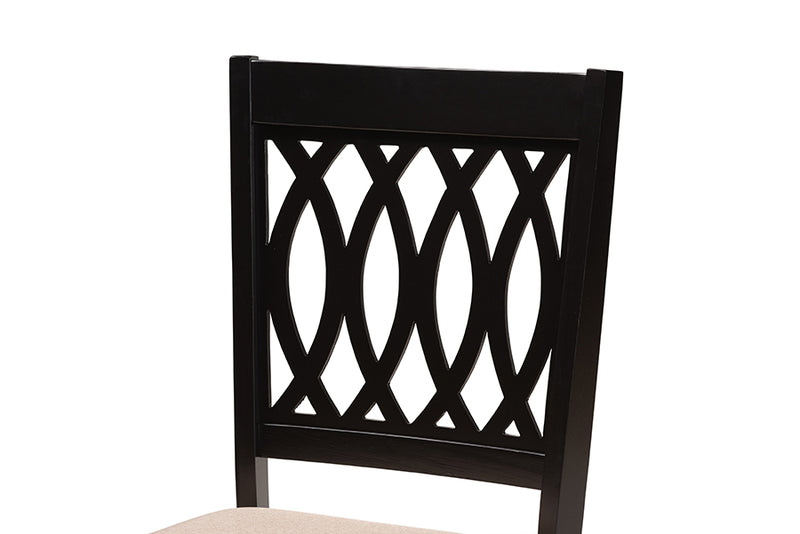 Kiara Modern Beige Fabric and Espresso Brown Finished Wood Dining Chair