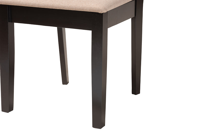 Kiara Modern Beige Fabric and Espresso Brown Finished Wood Dining Chair