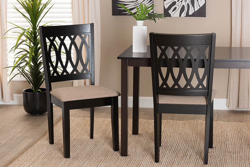 Kiara Modern Beige Fabric and Espresso Brown Dining Chair Baxton
