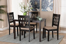 Kiara Modern Beige Fabric and Espresso Brown 5-Piece Dining Set Baxton