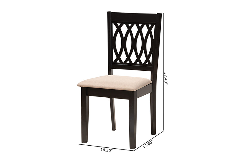 Kiara Modern Beige Fabric and Espresso Brown Finished Wood Dining Chair