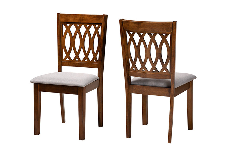 Kiara Modern Gray Fabric and Walnut Brown Dining Chair Baxton