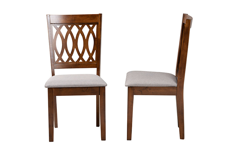 Kiara Modern Gray Fabric and Walnut Brown Finished Wood Dining Chair