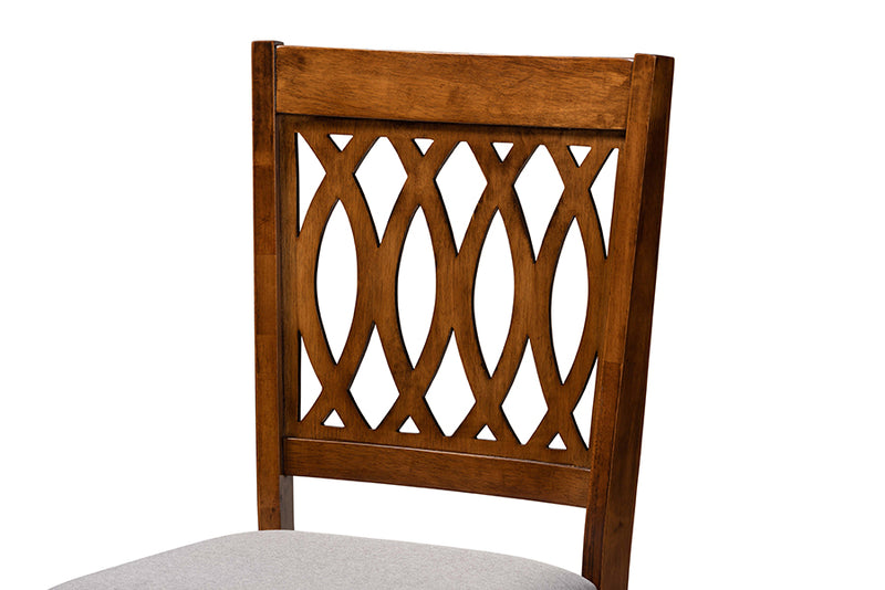 Kiara Modern Gray Fabric and Walnut Brown Finished Wood Dining Chair