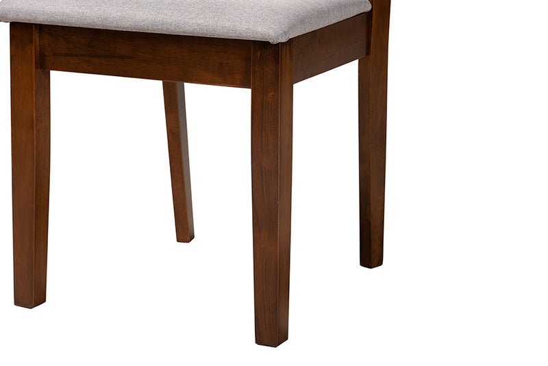 Kiara Modern Gray Fabric and Walnut Brown Finished Wood Dining Chair