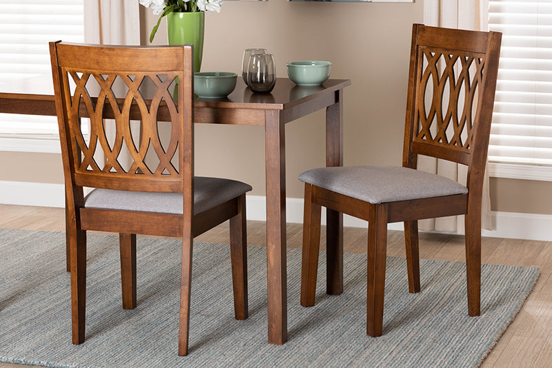 Kiara Modern Gray Fabric and Walnut Brown Finished Wood Dining Chair