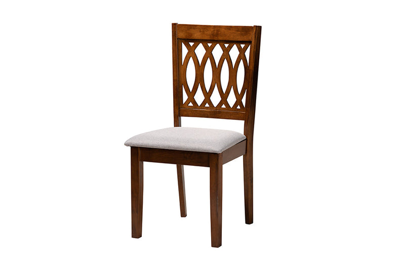 Kiara Modern Gray Fabric and Walnut Brown 5-Piece Dining Set Baxton