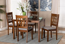 Kiara Modern Gray Fabric and Walnut Brown 5-Piece Dining Set Baxton