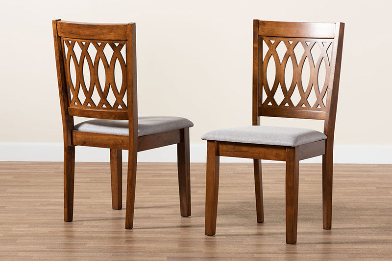 Kiara Modern Gray Fabric and Walnut Brown Dining Chair Baxton