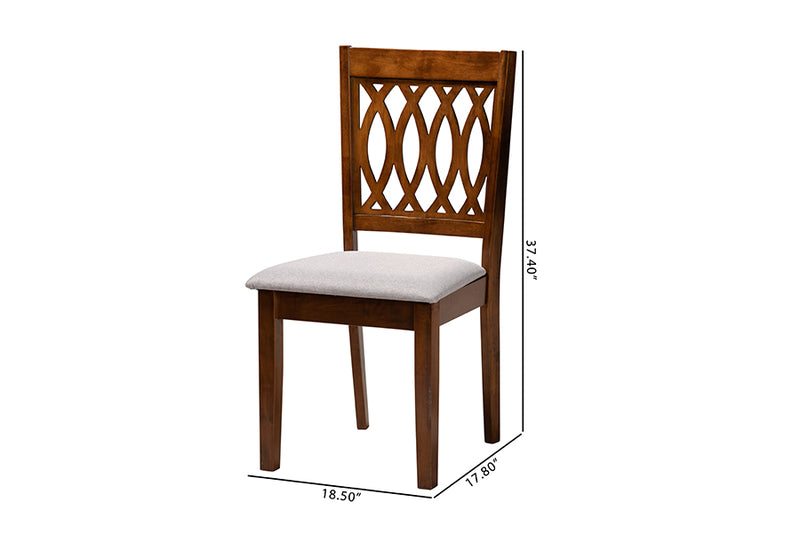 Kiara Modern Gray Fabric and Walnut Brown Finished Wood Dining Chair