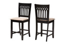 Oteria Modern Beige Fabric and Dark Brown 2Pc Counter Stool Set Baxton