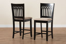 Oteria Modern Beige Fabric and Dark Brown 2Pc Counter Stool Set Baxton