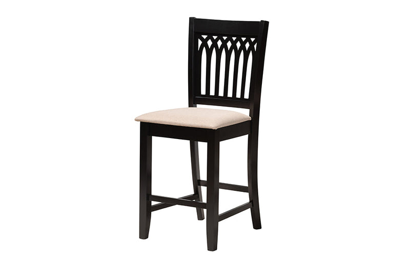 Oteria Modern Beige Fabric and Dark Brown 5-Piece Pub Set Baxton
