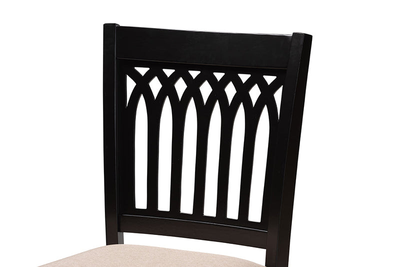 Oteria Modern Beige Fabric and Dark Brown 5-Piece Pub Set Baxton