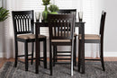Oteria Modern Beige Fabric and Dark Brown 5-Piece Pub Set Baxton