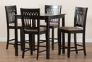 Oteria Modern Beige Fabric and Dark Brown 5-Piece Pub Set Baxton