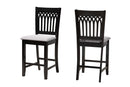 Oteria Modern Gray Fabric and Dark Brown 2Pc Counter Stool Set Baxton
