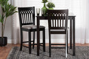 Oteria Modern Gray Fabric and Dark Brown 2Pc Counter Stool Set Baxton