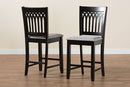 Oteria Modern Gray Fabric and Dark Brown 2Pc Counter Stool Set Baxton