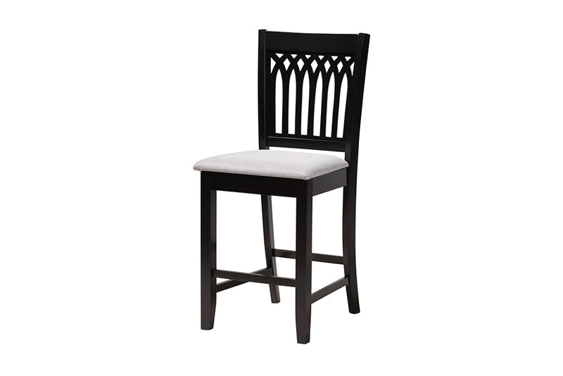 Oteria Modern Gray Fabric and Dark Brown 5-Piece Pub Set Baxton