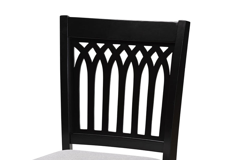 Oteria Modern Gray Fabric and Dark Brown 5-Piece Pub Set Baxton