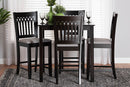 Oteria Modern Gray Fabric and Dark Brown 5-Piece Pub Set Baxton