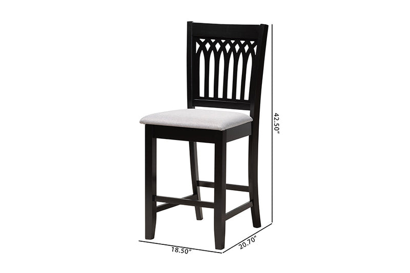 Oteria Modern Gray Fabric and Dark Brown 2Pc Counter Stool Set Baxton
