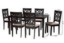 Lucy Modern Beige Fabric and Dark Brown 7-Piece Dining Set Baxton