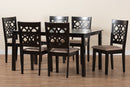 Lucy Modern Beige Fabric and Dark Brown 7-Piece Dining Set Baxton