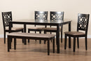 Lucy Modern Beige Fabric and Dark Brown 6-Piece Dining Set Baxton