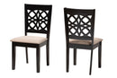Lucy Modern Beige Fabric and Dark Brown 2Pc Dining Chair Set Baxton