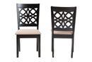 Lucy Modern Beige Fabric and Dark Brown 2Pc Dining Chair Set Baxton