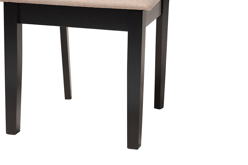 Lucy Modern Beige Fabric and Dark Brown 2Pc Dining Chair Set Baxton