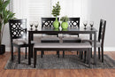 Lucy Modern Gray Fabric and Dark Brown 6-Piece Dining Set Baxton