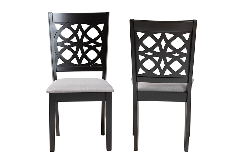 Lucy Modern Gray Fabric and Dark Brown Finished Wood 2-Piece Dining Chair Set