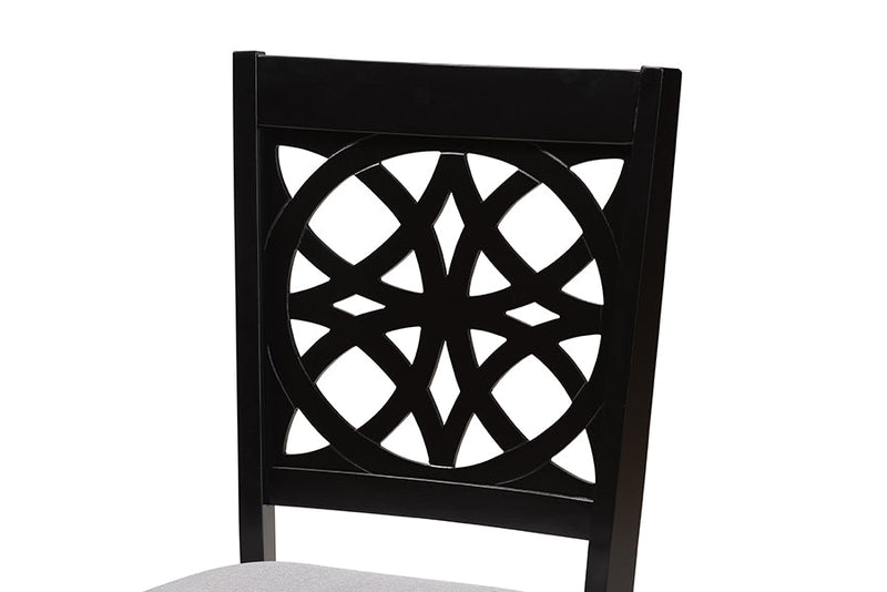 Lucy Modern Gray Fabric and Dark Brown 2Pc Dining Chair Set Baxton