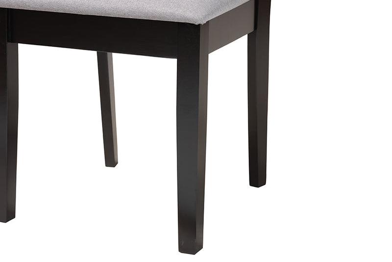 Lucy Modern Gray Fabric and Dark Brown 2Pc Dining Chair Set Baxton
