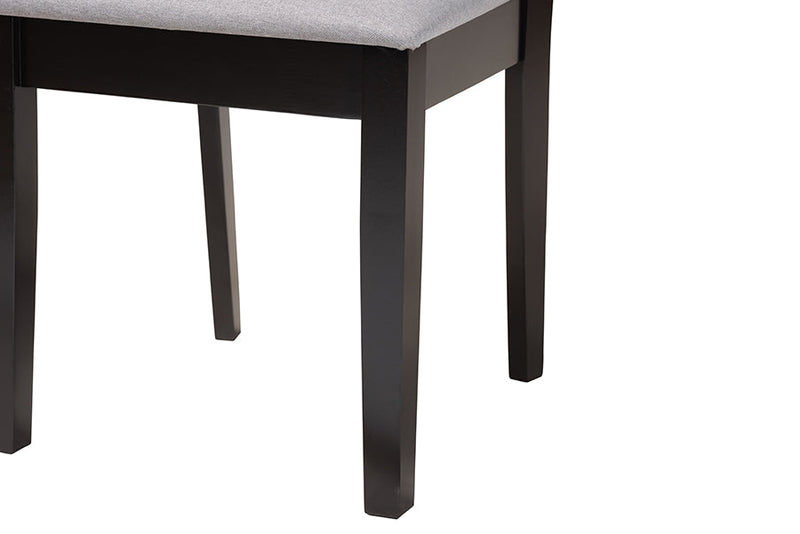 Lucy Modern Gray Fabric and Dark Brown 5-Piece Dining Set Baxton