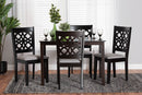 Lucy Modern Gray Fabric and Dark Brown 5-Piece Dining Set Baxton