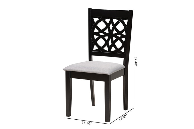 Lucy Modern Gray Fabric and Dark Brown 2Pc Dining Chair Set Baxton