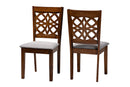 Lucy Modern Gray Fabric and Walnut Brown 2Pc Dining Chair Set Baxton