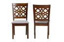 Lucy Modern Gray Fabric and Walnut Brown 2Pc Dining Chair Set Baxton