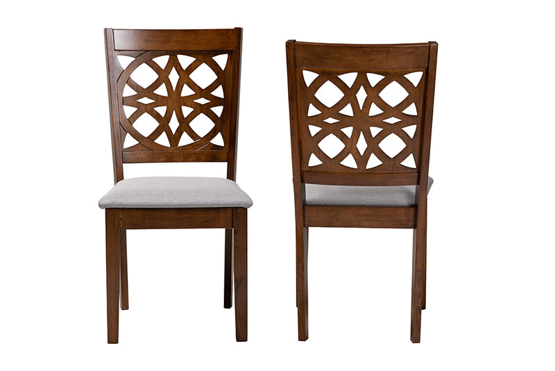 Lucy Modern Gray Fabric and Walnut Brown Finished Wood 2-Piece Dining Chair Set