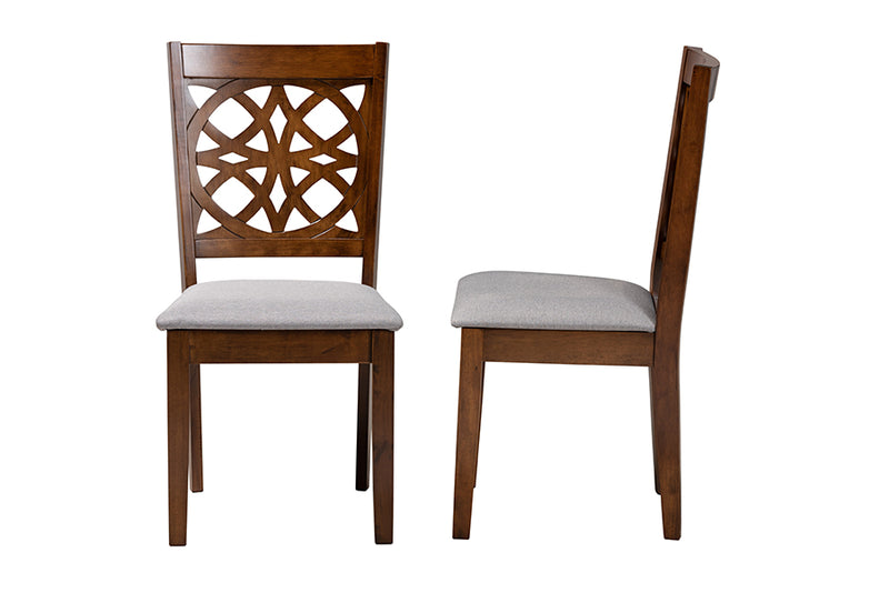 Lucy Modern Gray Fabric and Walnut Brown Finished Wood 2-Piece Dining Chair Set