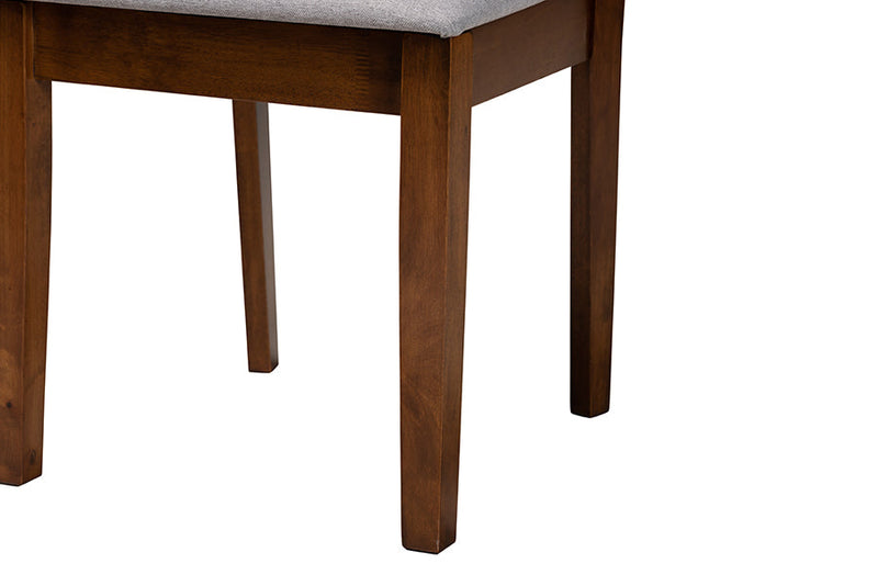 Lucy Modern Gray Fabric and Walnut Brown 2Pc Dining Chair Set Baxton