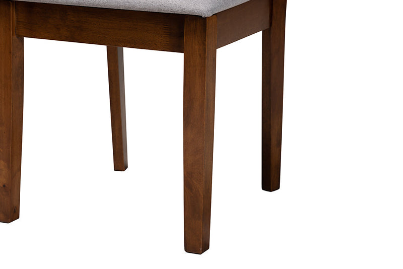 Lucy Modern Gray Fabric and Walnut Brown 5-Piece Dining Set Baxton