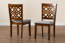 Lucy Modern Gray Fabric and Walnut Brown 2Pc Dining Chair Set Baxton