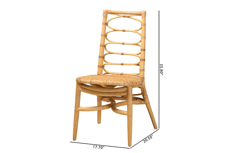 Flora Modern Bohemian Natural Rattan Dining Chair