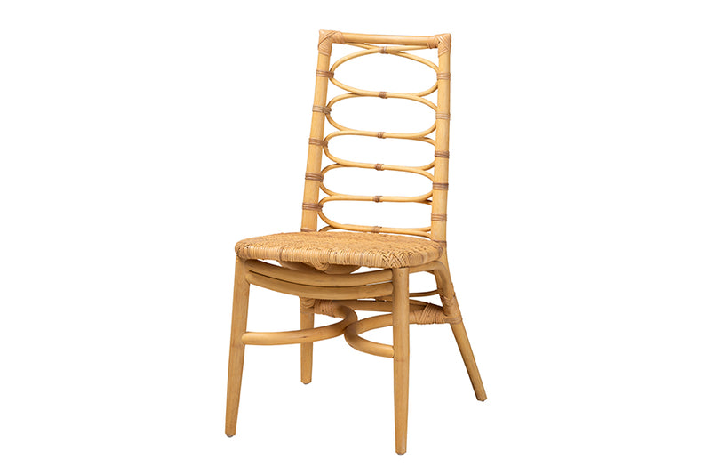 Flora Modern Bohemian Natural Rattan Dining Chair